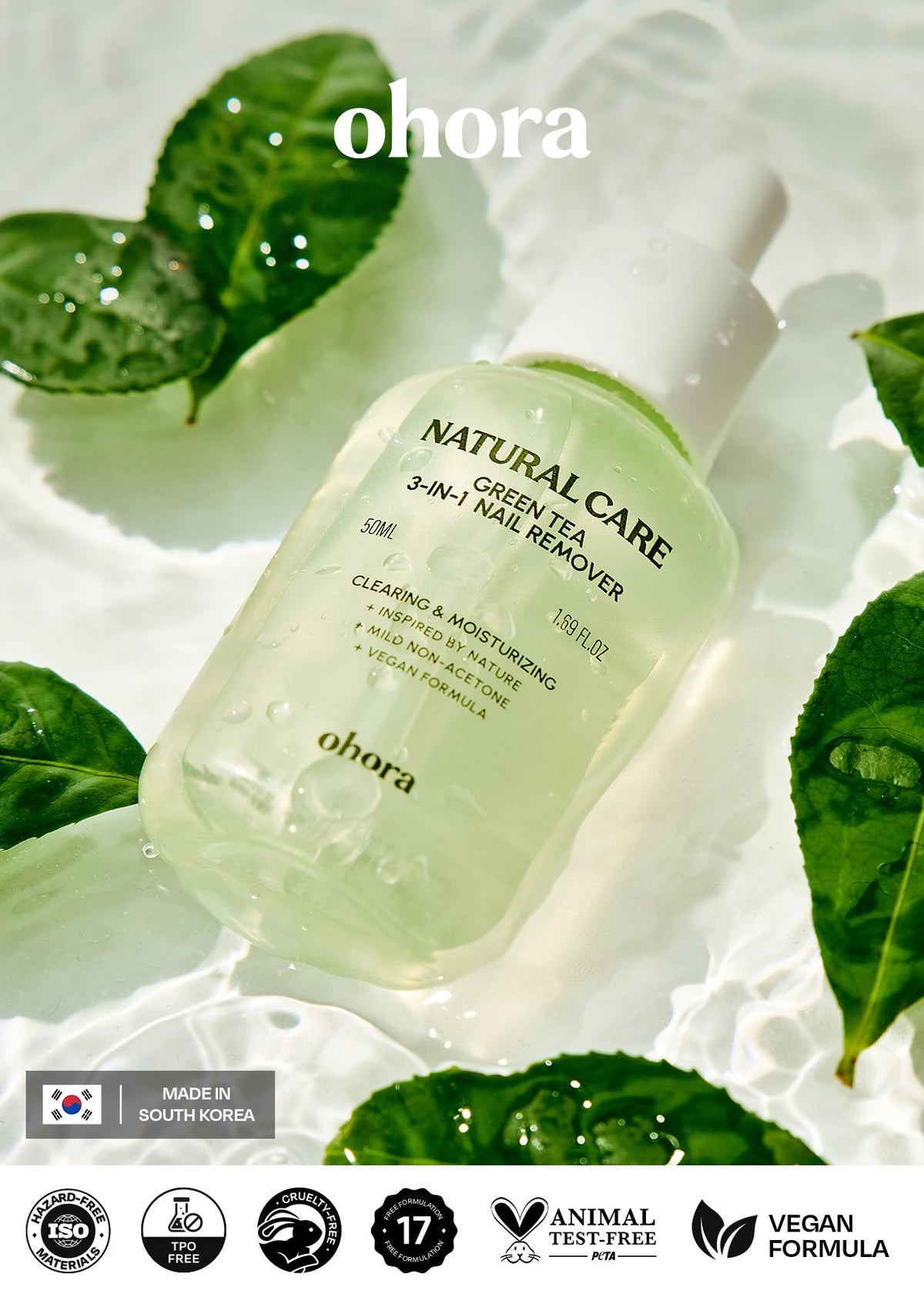 ohora Green Tea Nail Remover bottle top view