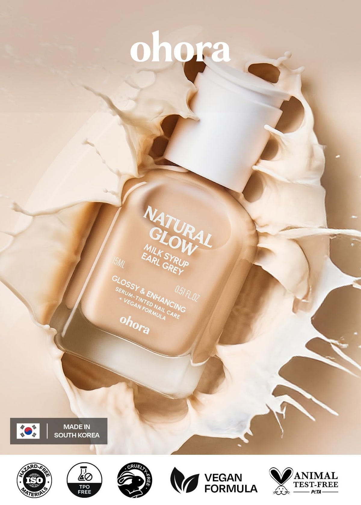 ohora Nail Strengthener Earl Grey 15 mL brush detail