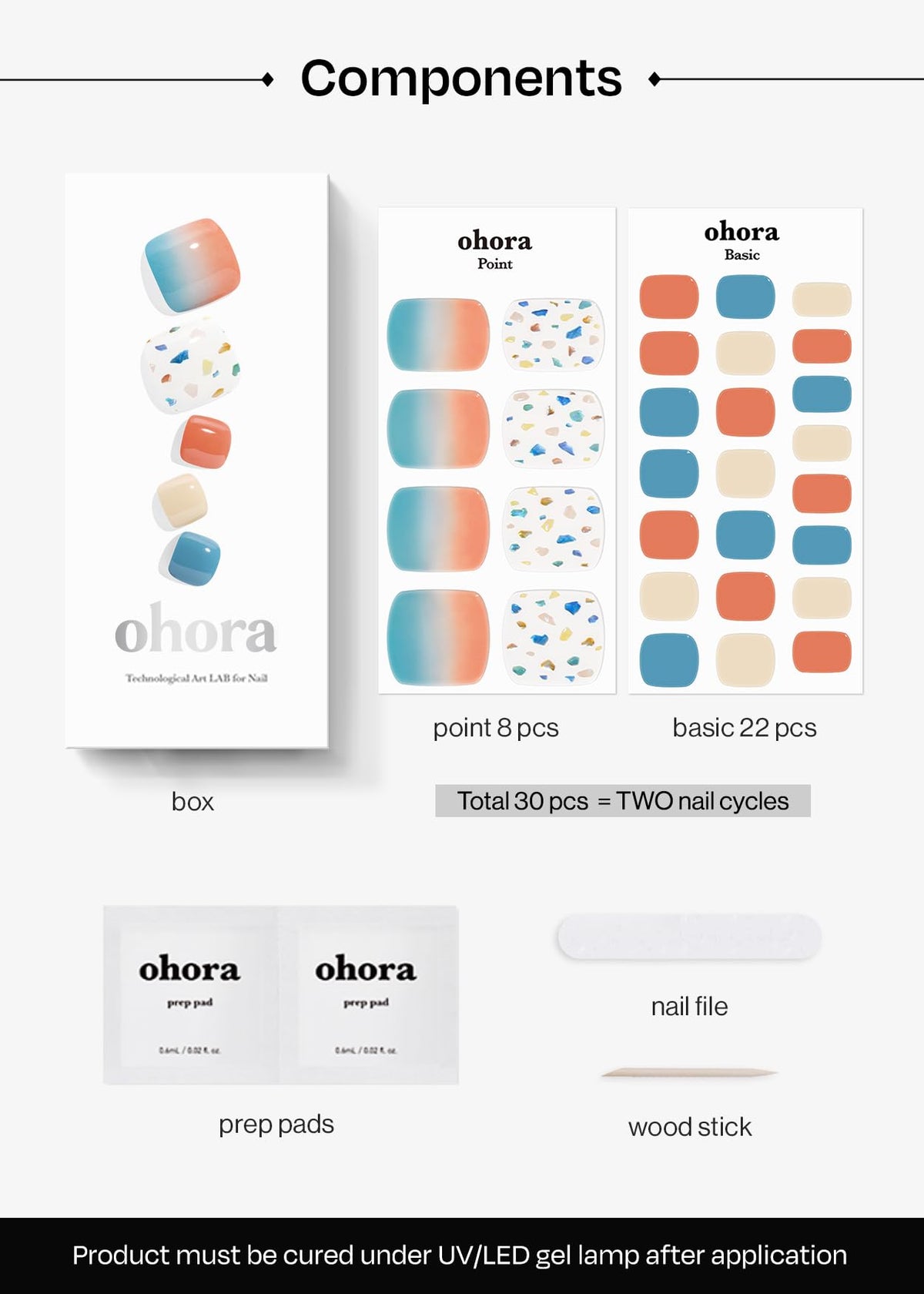 ohora nail wraps under UV lamp