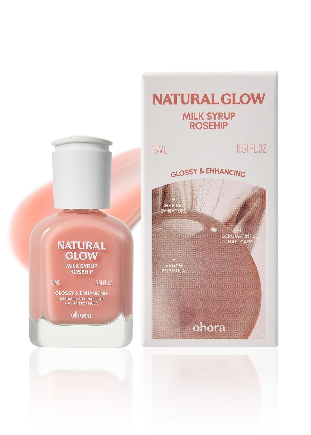 ohora Natural Glow Milk Syrup Nail Strengthener 15 mL in packaging