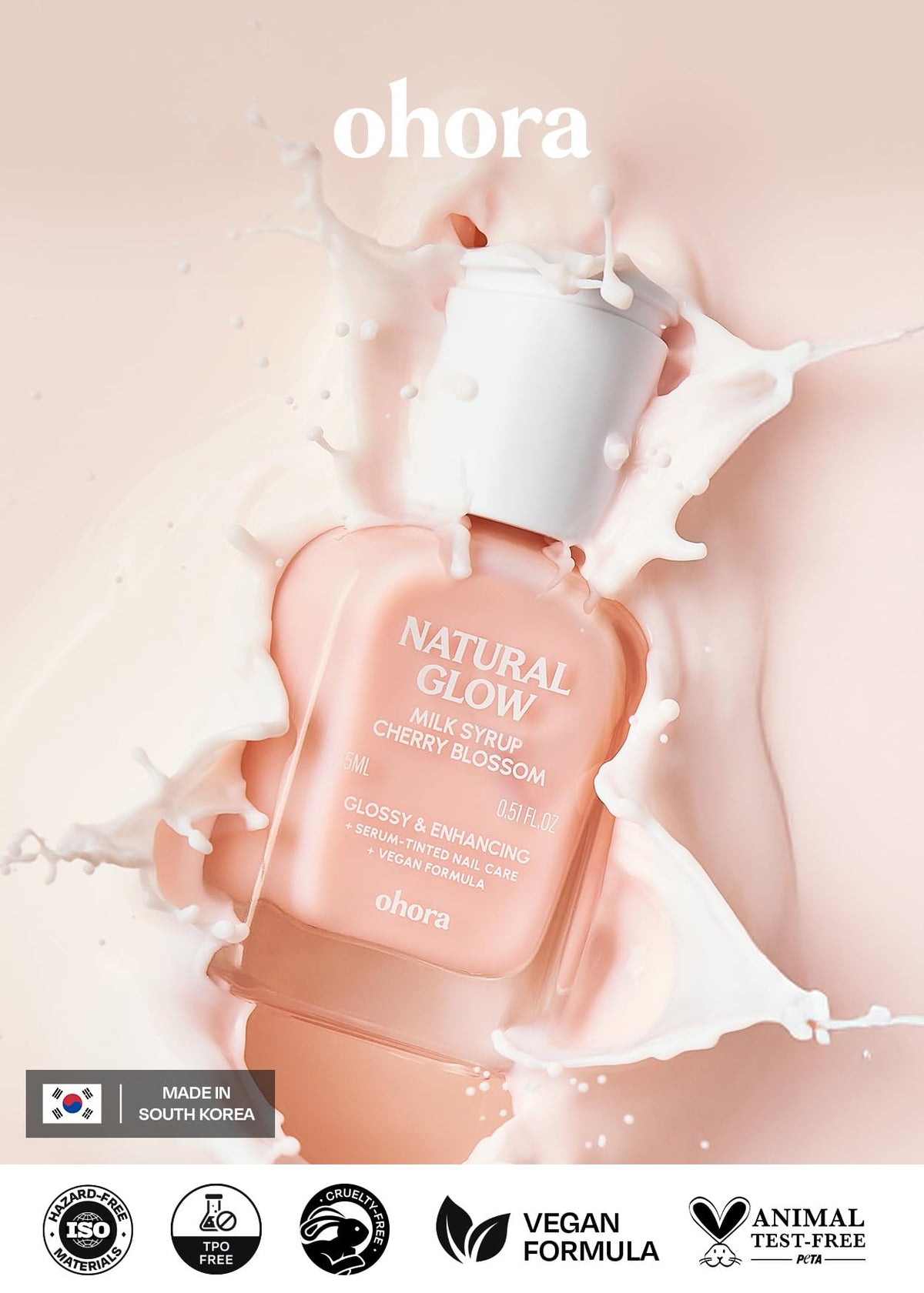ohora Natural Glow Milk Syrup Nail Strengthener Cherry Blossom packaging