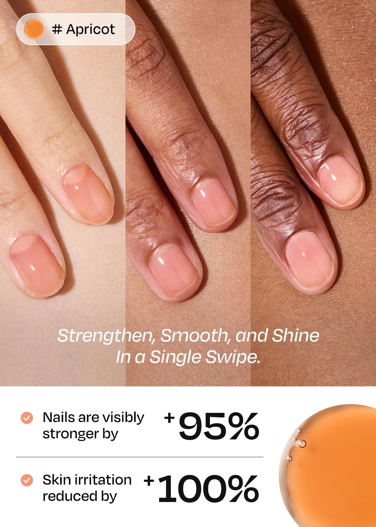 ohora Natural Glow Water Syrup Nail Strengthener 15 mL Apricot bottle close-up