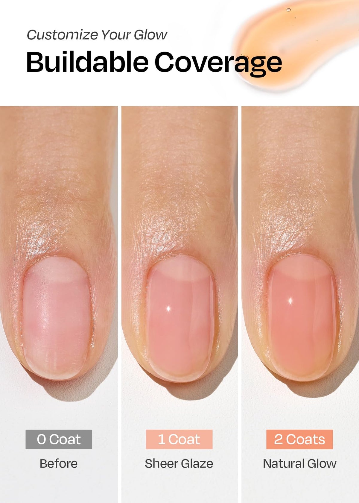 ohora Natural Glow Water Syrup Nail Strengthener 15 mL Apricot texture