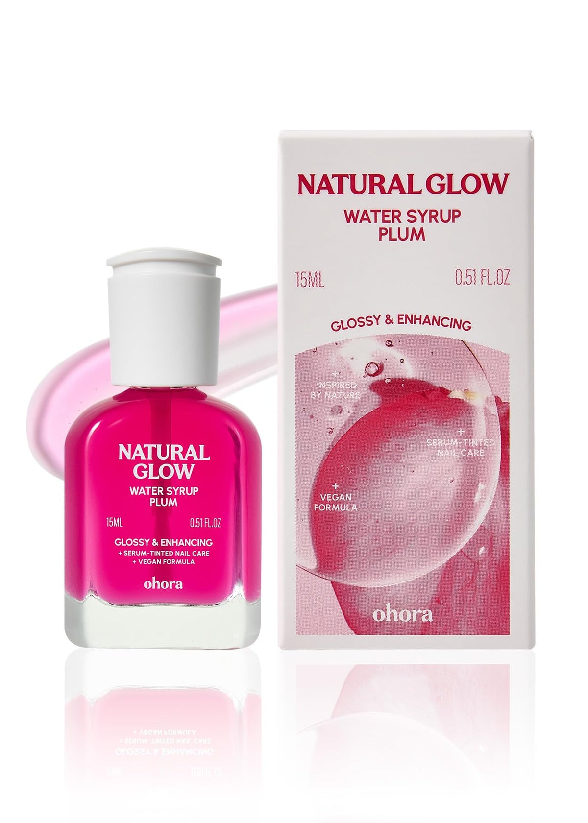 ohora Natural Glow Water Syrup Nail Strengthener 15 mL Plum front view