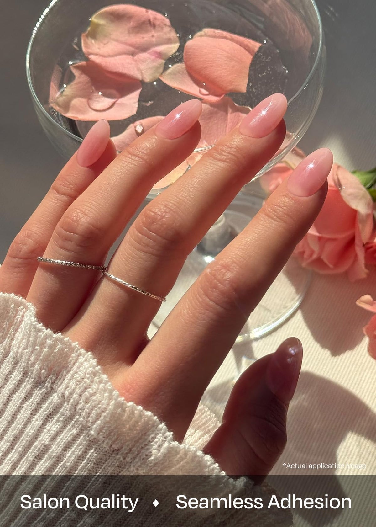ohora Semi Gel Nail Strips applied on nails for a stylish look