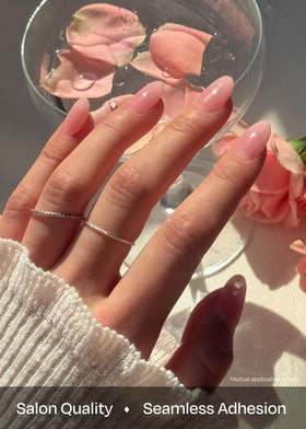 ohora Semi Gel Nail Strips applied on nails for a stylish look