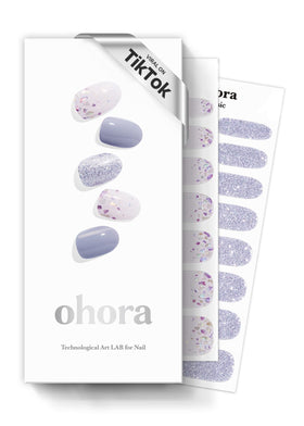 ohora Semi Gel Nail Strips blue glitter front view