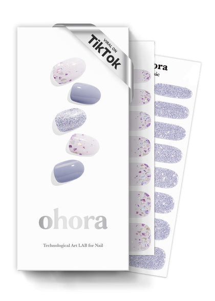 ohora Semi Gel Nail Strips blue glitter front view