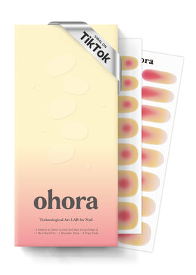 ohora Semi Gel Nail Strips box front view with assorted nail wraps