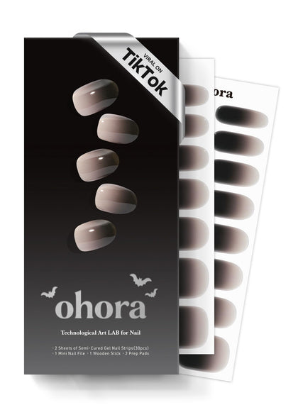 ohora Semi Gel Nail Strips box with nail wraps and accessories