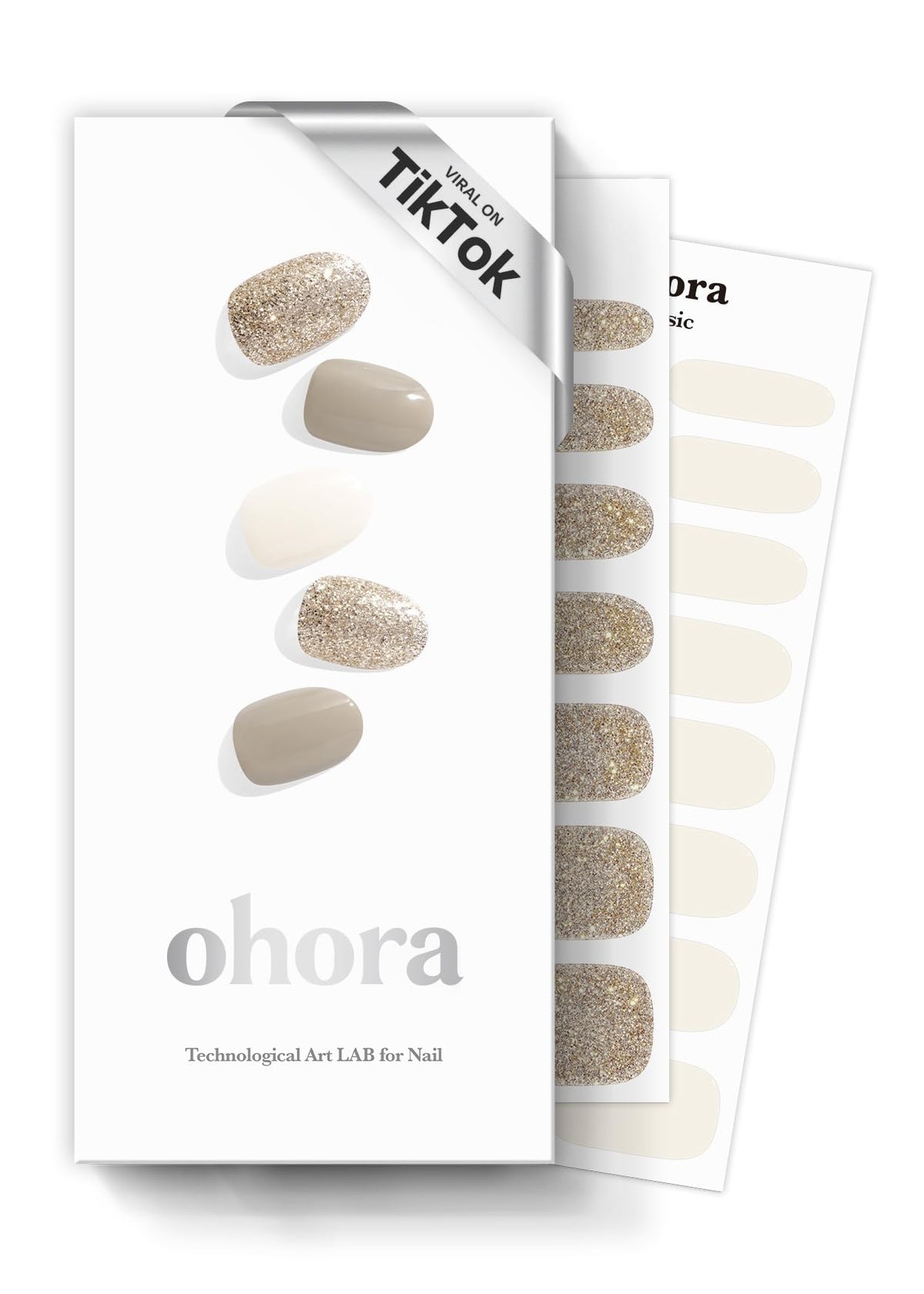 ohora Semi Gel Nail Strips Brown Glitter front view