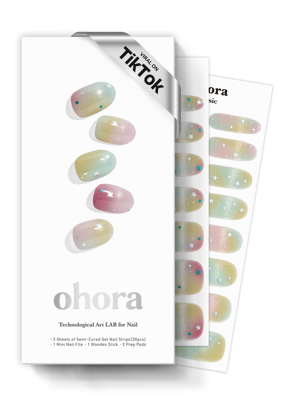 ohora Semi Gel Nail Strips Christmas Set Dazzling Night front view
