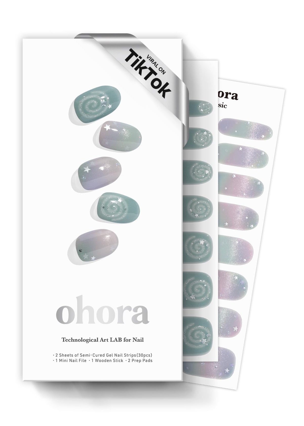 ohora Semi Gel Nail Strips Christmas Set Red Chrome and Joy front view