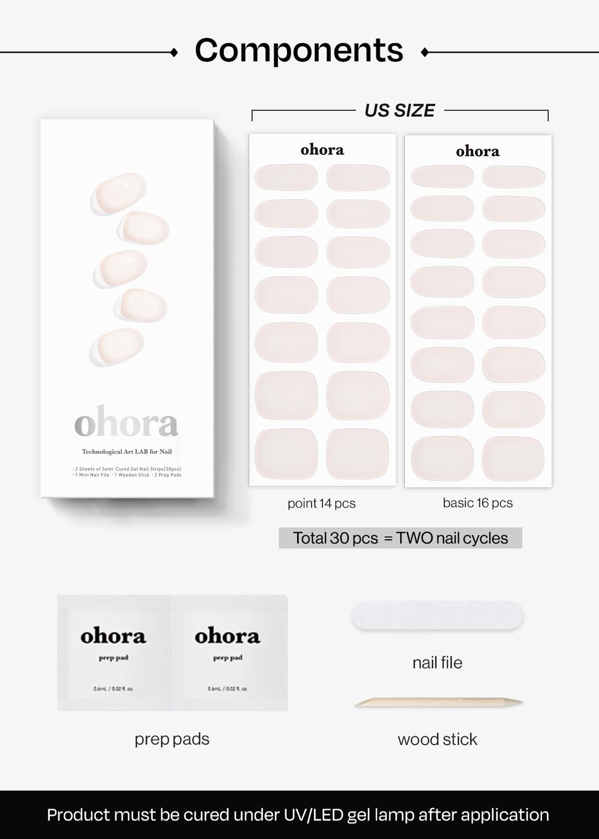 ohora Semi Gel Nail Strips Coconut Jelly nail wraps in use