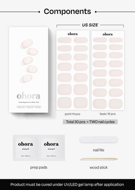 ohora Semi Gel Nail Strips Coconut Jelly nail wraps in use