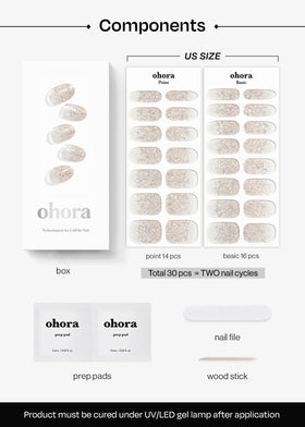 ohora Semi Gel Nail Strips displayed with glitter effect