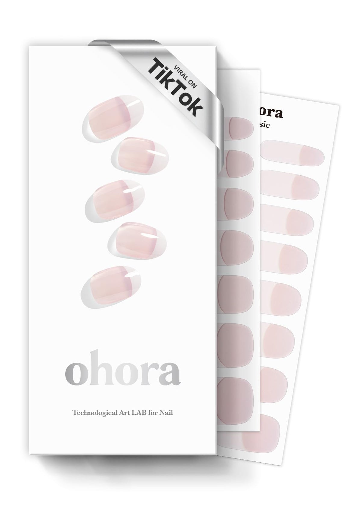 ohora Semi Gel Nail Strips French White front view