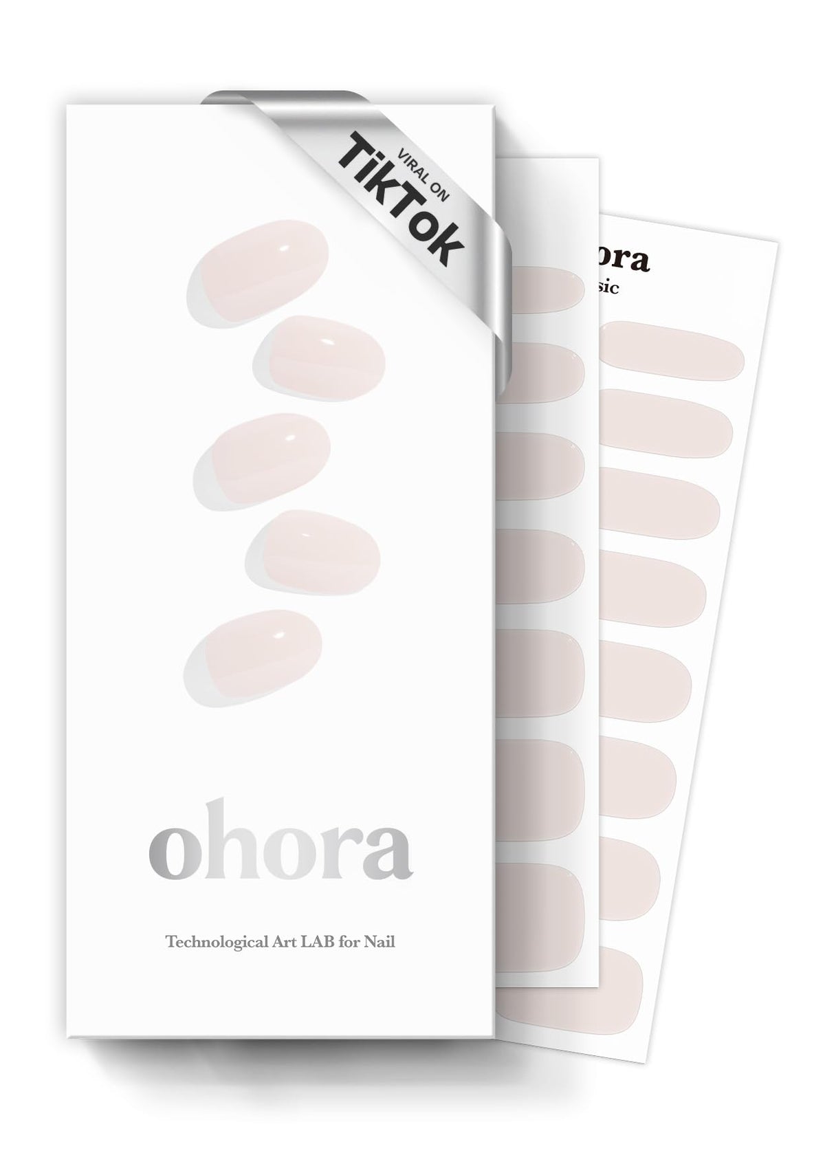 ohora Semi Gel Nail Strips in nude colour, front view