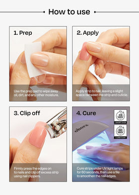 ohora Semi Gel Nail Strips in use on square nails