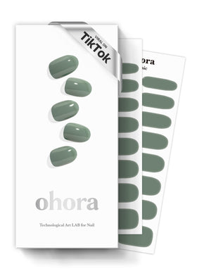 ohora Semi Gel Nail Strips N Cream Leaf Green front view