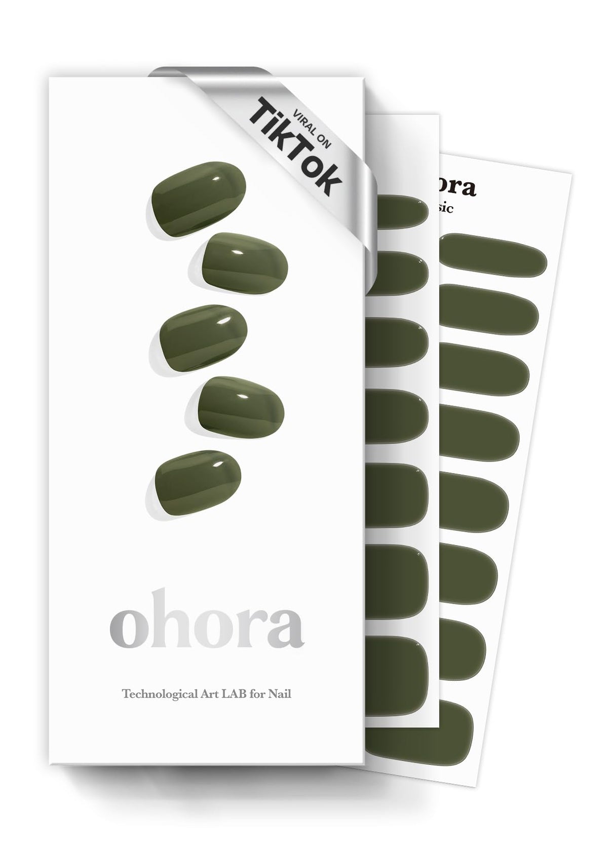 ohora Semi Gel Nail Strips N Cream Moss front view with packaging