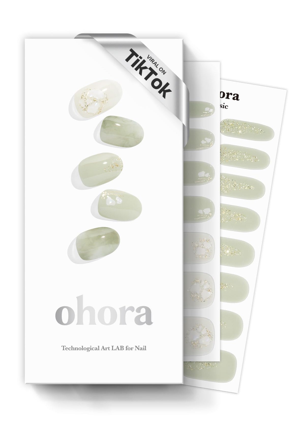 ohora Semi Gel Nail Strips N Green Tea front view