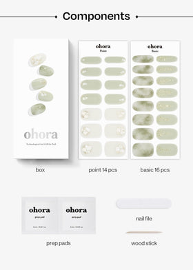ohora Semi Gel Nail Strips N Green Tea on nails