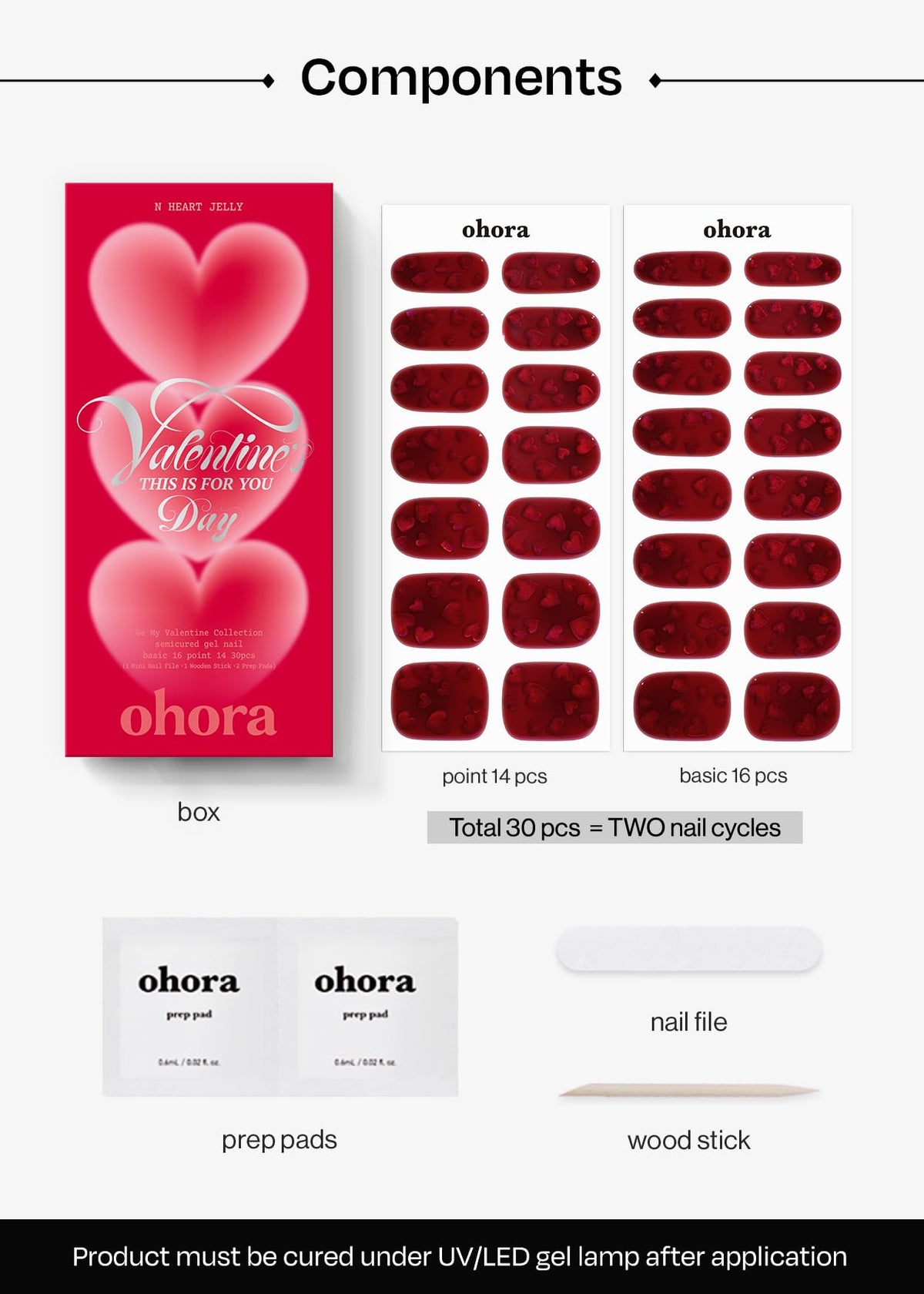 ohora Semi Gel Nail Strips N Heart Jelly on nails