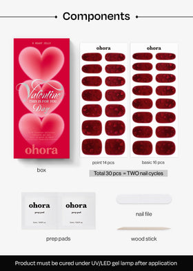ohora Semi Gel Nail Strips N Heart Jelly on nails