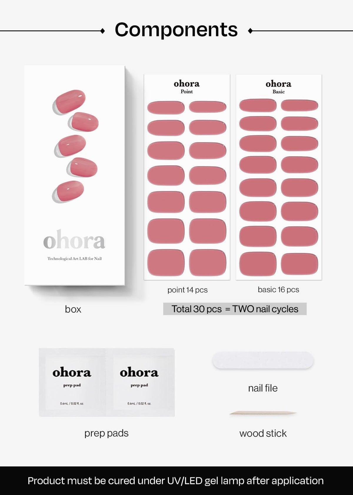 ohora Semi Gel Nail Strips N Juliet nail file and wooden stick