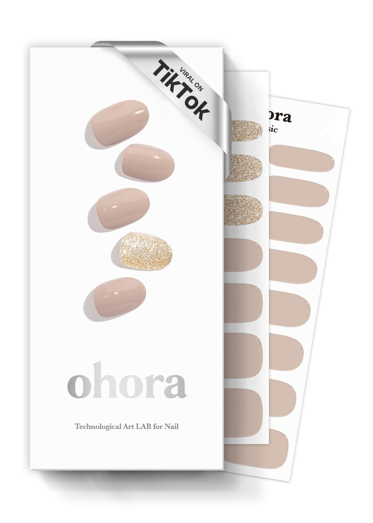 ohora Semi Gel Nail Strips N Nudist front view with solid nude finish