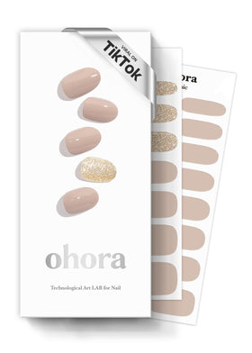 ohora Semi Gel Nail Strips N Nudist front view with solid nude finish