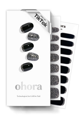 ohora Semi Gel Nail Strips N Party Night dark glitter front view