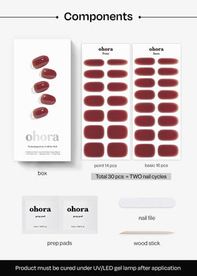 ohora Semi Gel Nail Strips N Wine Veil applied on nails