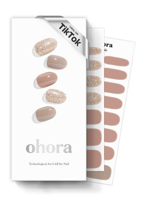 ohora Semi Gel Nail Strips Nude Glitter front view