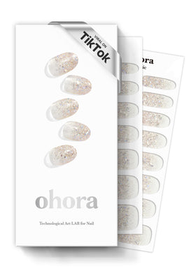 ohora Semi Gel Nail Strips Nude Glitter front view