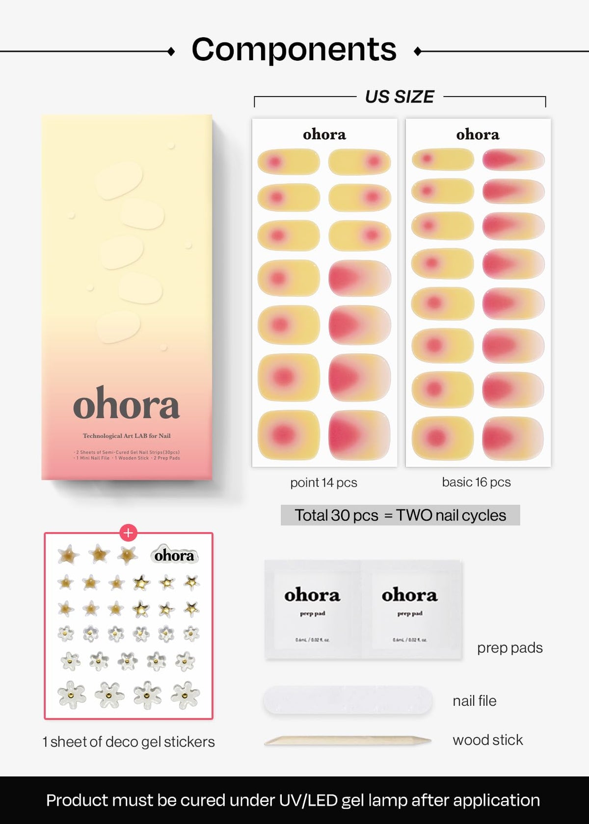 ohora Semi Gel Nail Strips on nails showcasing solid and accent colours