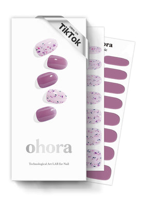ohora Semi Gel Nail Strips purple patterned front view