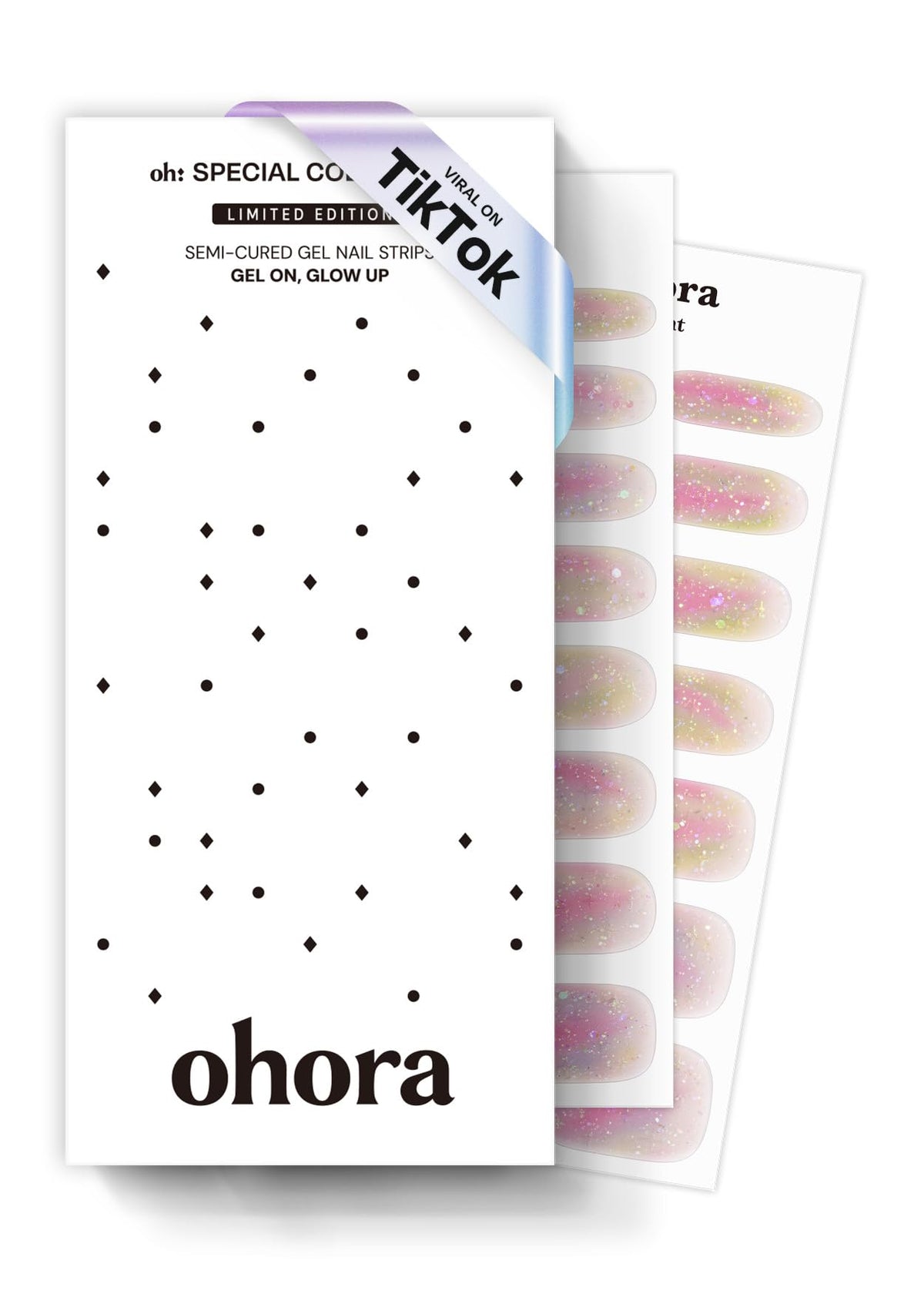 ohora Semi Gel Nail Strips Rainbow Bomb front view