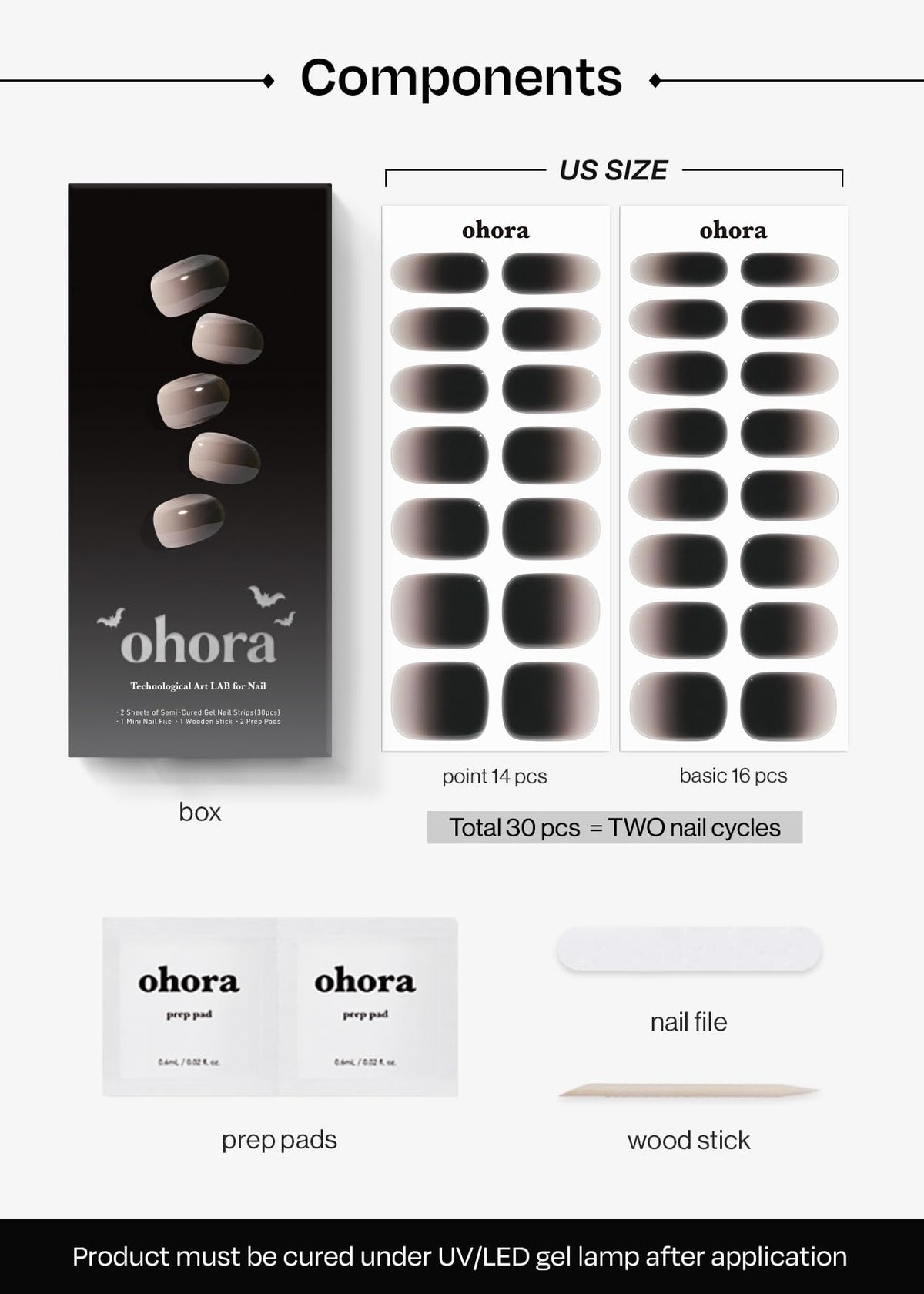 ohora Semi Gel Nail Strips showing solid and accent colours
