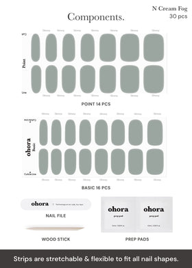 ohora Semi Gel Nail Strips showing various sizes