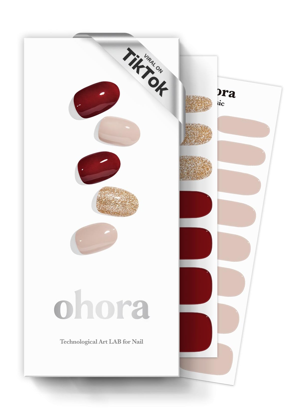 ohora Semi Gel Nail Strips solid red front view