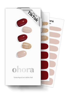 ohora Semi Gel Nail Strips solid red front view