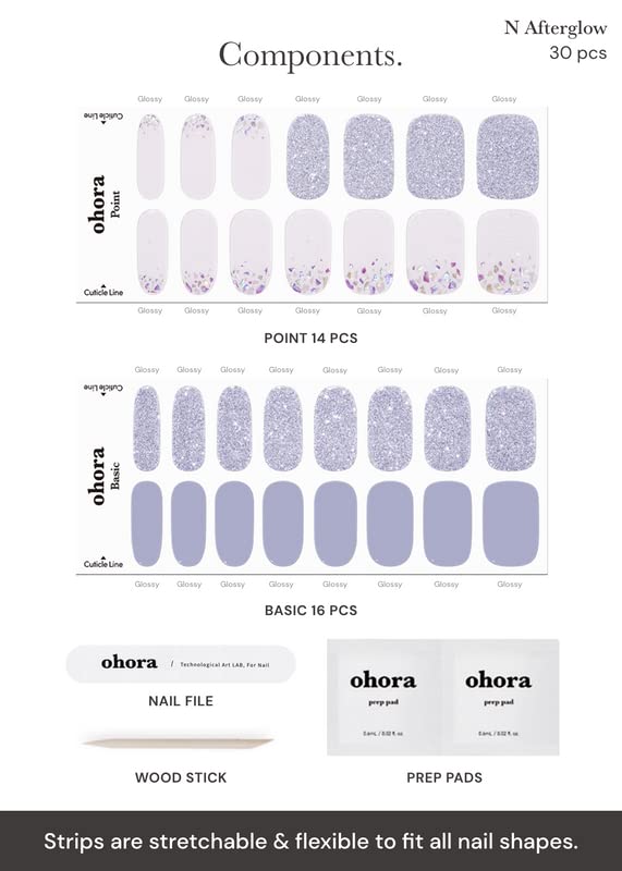 ohora Semi Gel Nail Strips with prep pads and file