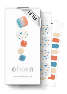 ohora Semi Gel Pedi Strips blue and orange pattern front view