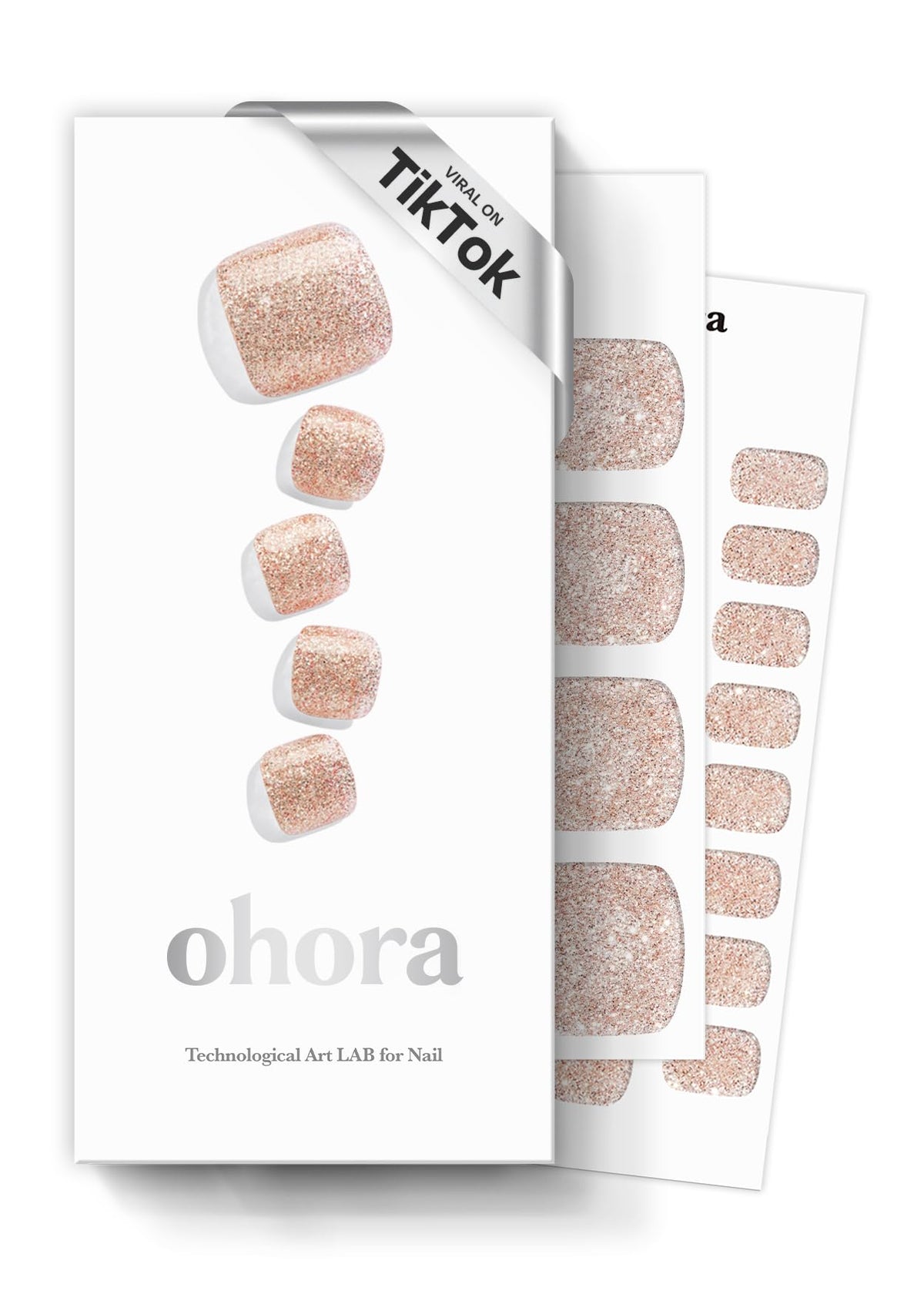 ohora Semi Gel Pedi Strips box front view with assorted nail wraps