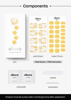 ohora Semi Gel Pedi Strips displayed with nail file and prep pads