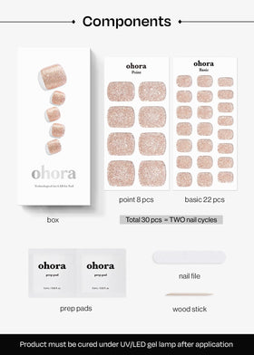 ohora Semi Gel Pedi Strips displayed with UV lamp for curing