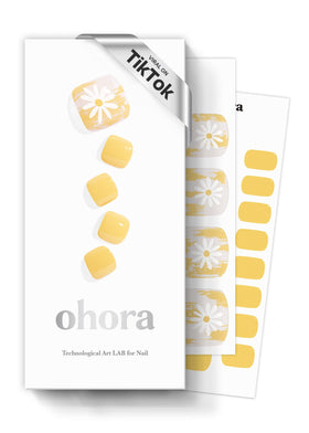 ohora Semi Gel Pedi Strips P Sun Daisy yellow patterned front view