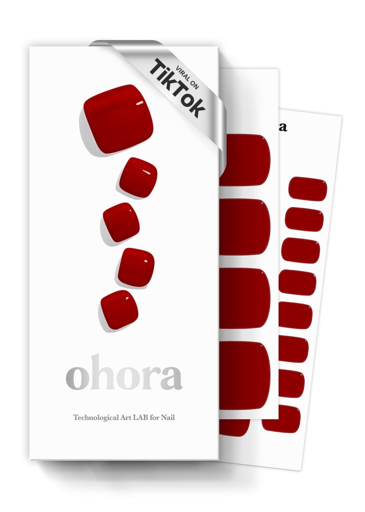 ohora Semi Gel Pedi Strips red solid front view
